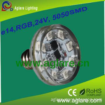 Waterproof rgb 8pcs 5050SMD AC24V e14 led amusement lamp